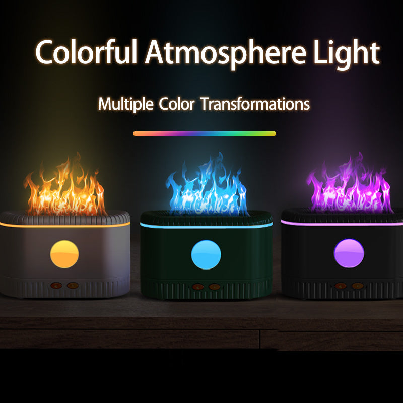 2nd Generation Colorful Flame Aromatherapy Humidifier – Essential Oil Diffuser with Dynamic Flame Light Effects