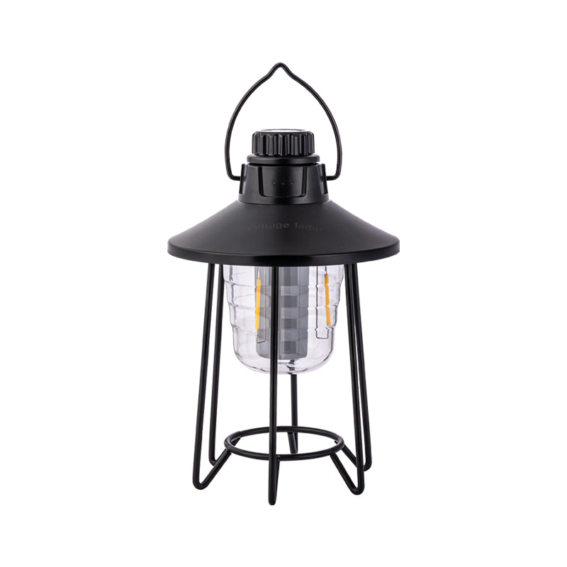 3-Color Dimmable Vintage Camping Lantern Portable Outdoor Lantern with Warm Flame & White Light Modes