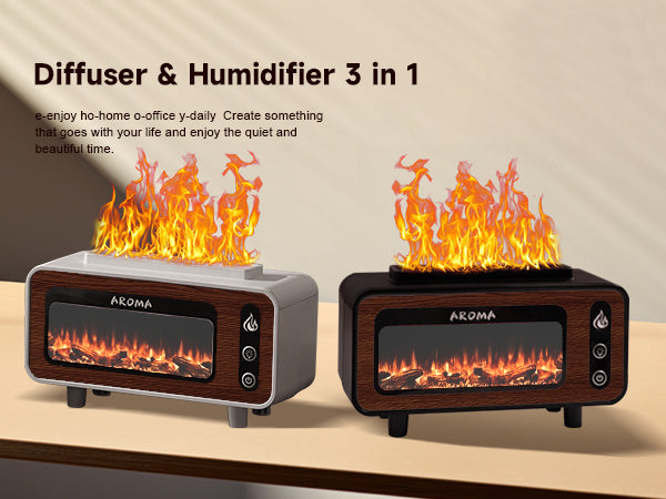 3-in-1 Wooden Fireplace Aromatherapy Machine | Flameless Fireplace Humidifier & Essential Oil Diffuser