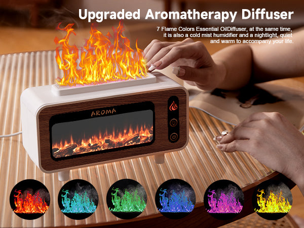 Flameless Fireplace Humidifier & Essential Oil Diffuser 3-in-1 Wooden Fireplace Aromatherapy Machine