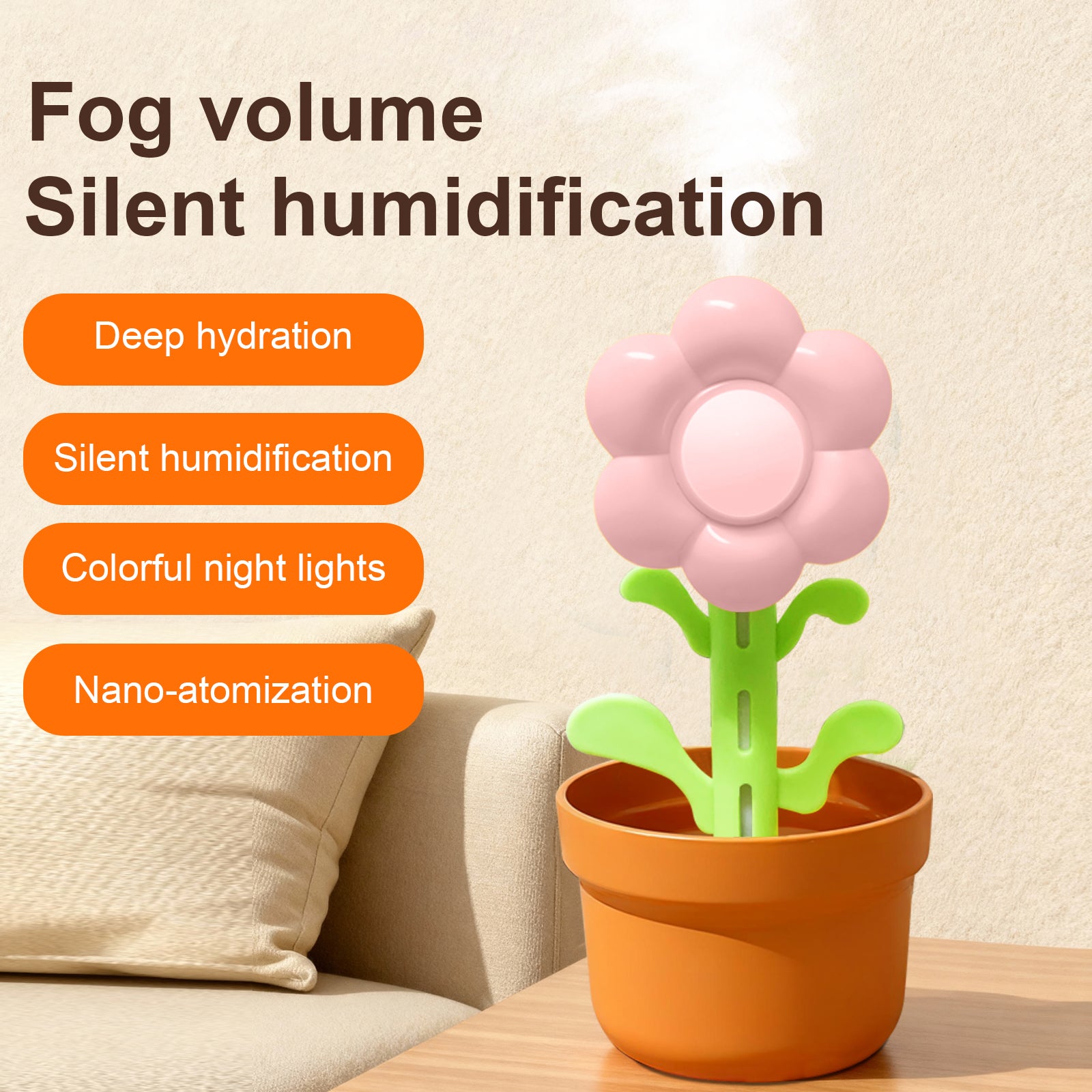 lowers Language Humidifier - Cute Sunflower Aromatherapy Diffuser with Colorful Gradient Lighting