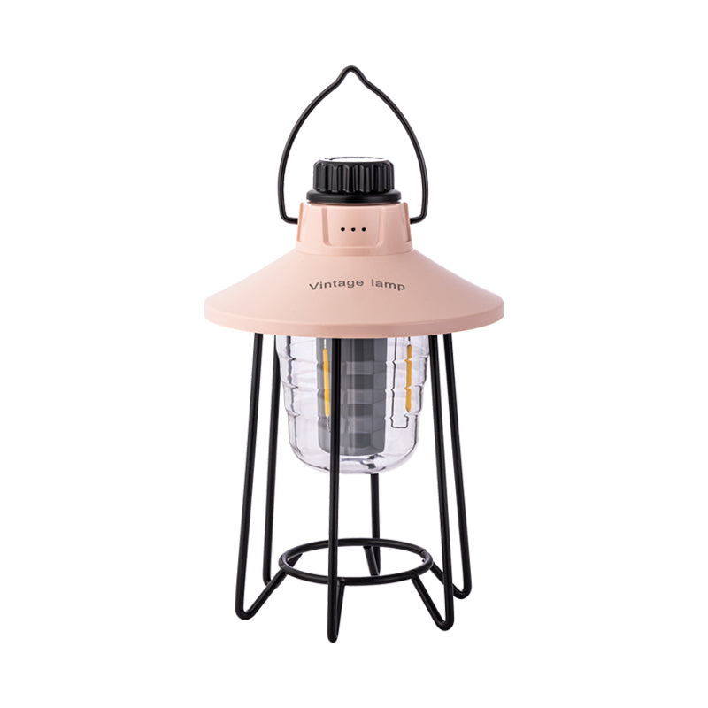 3-Color Dimmable Vintage Camping Lantern Portable Outdoor Lantern with Warm Flame & White Light Modes