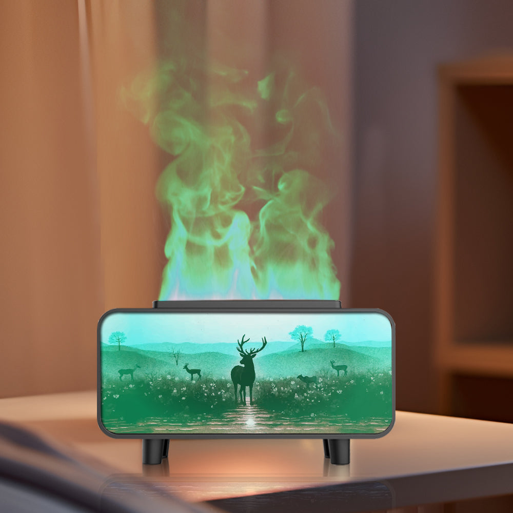 Picture-Style Fireplace Aromatherapy Machine - RGB Color Changing Flame Effect Humidifier & Essential Oil Diffuser