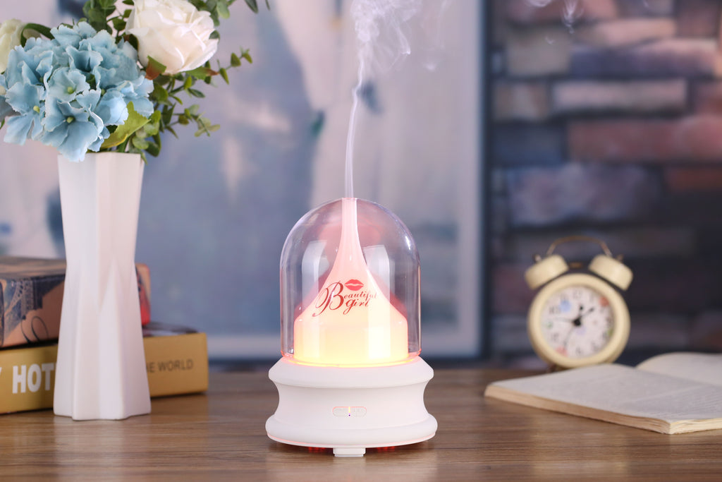 Ultrasonic Diffuser with Warm Ambient Light & Auto Shut-Off Safety Flowing Light Bottle Aromatherapy Humidifier (Common Design)