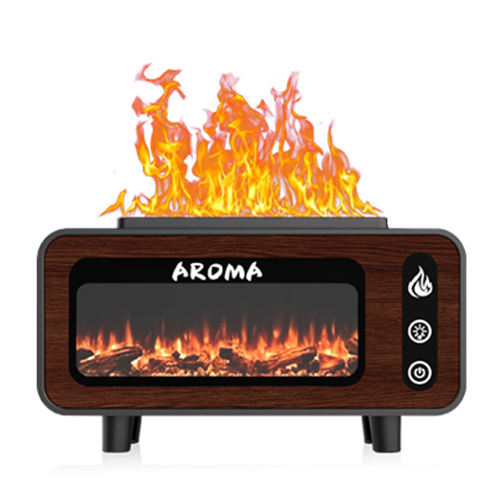 Flameless Fireplace Humidifier & Essential Oil Diffuser 3-in-1 Wooden Fireplace Aromatherapy Machine