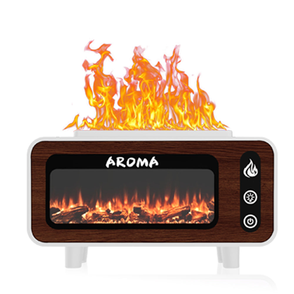 Flameless Fireplace Humidifier & Essential Oil Diffuser 3-in-1 Wooden Fireplace Aromatherapy Machine