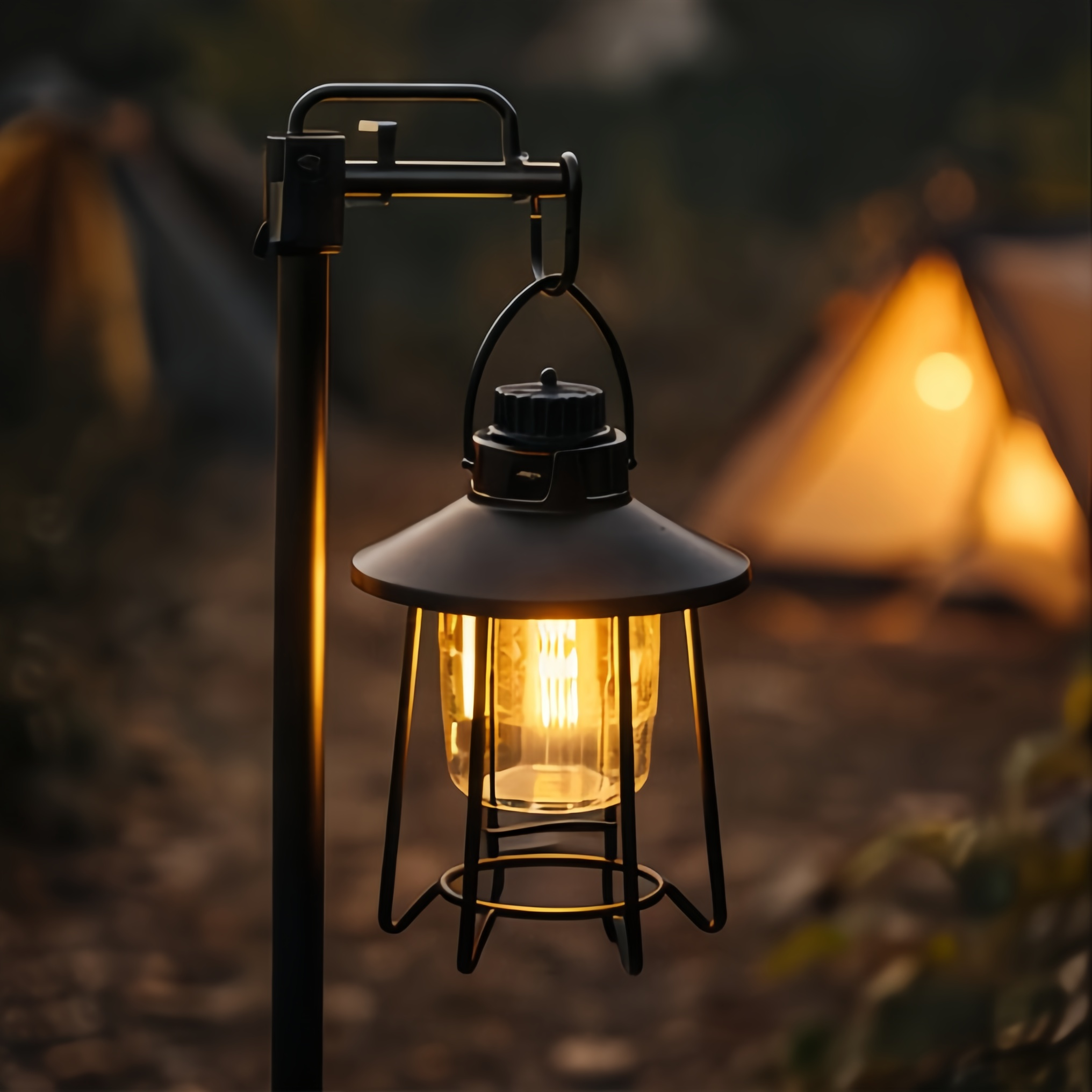 3-Color Dimmable Vintage Camping Lantern Portable Outdoor Lantern with Warm Flame & White Light Modes
