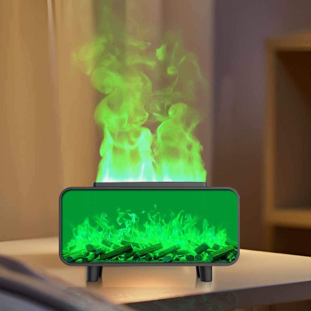 Picture-Style Fireplace Aromatherapy Machine - RGB Color Changing Flame Effect Humidifier & Essential Oil Diffuser