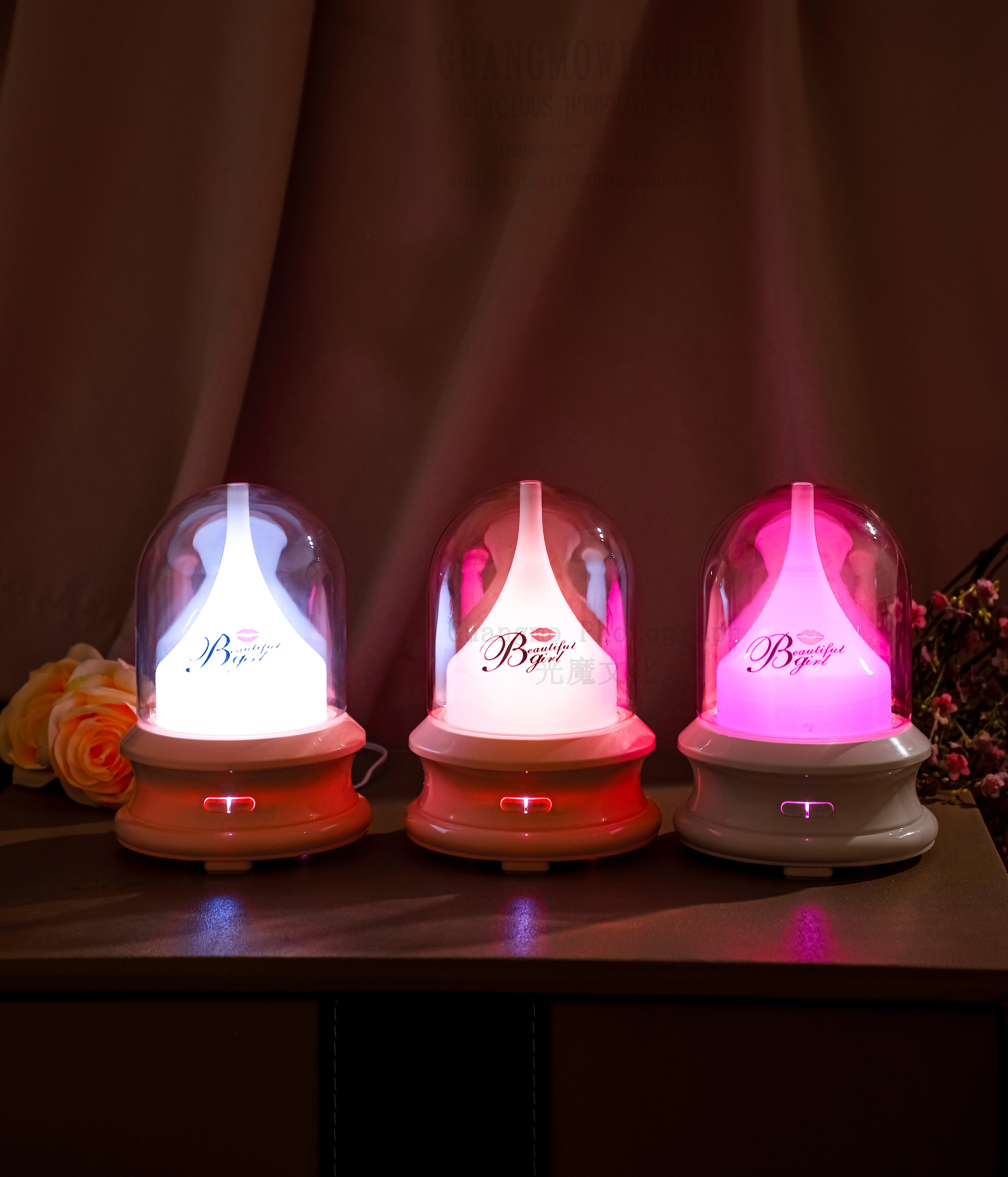 Ultrasonic Diffuser with Warm Ambient Light & Auto Shut-Off Safety Flowing Light Bottle Aromatherapy Humidifier (Common Design)