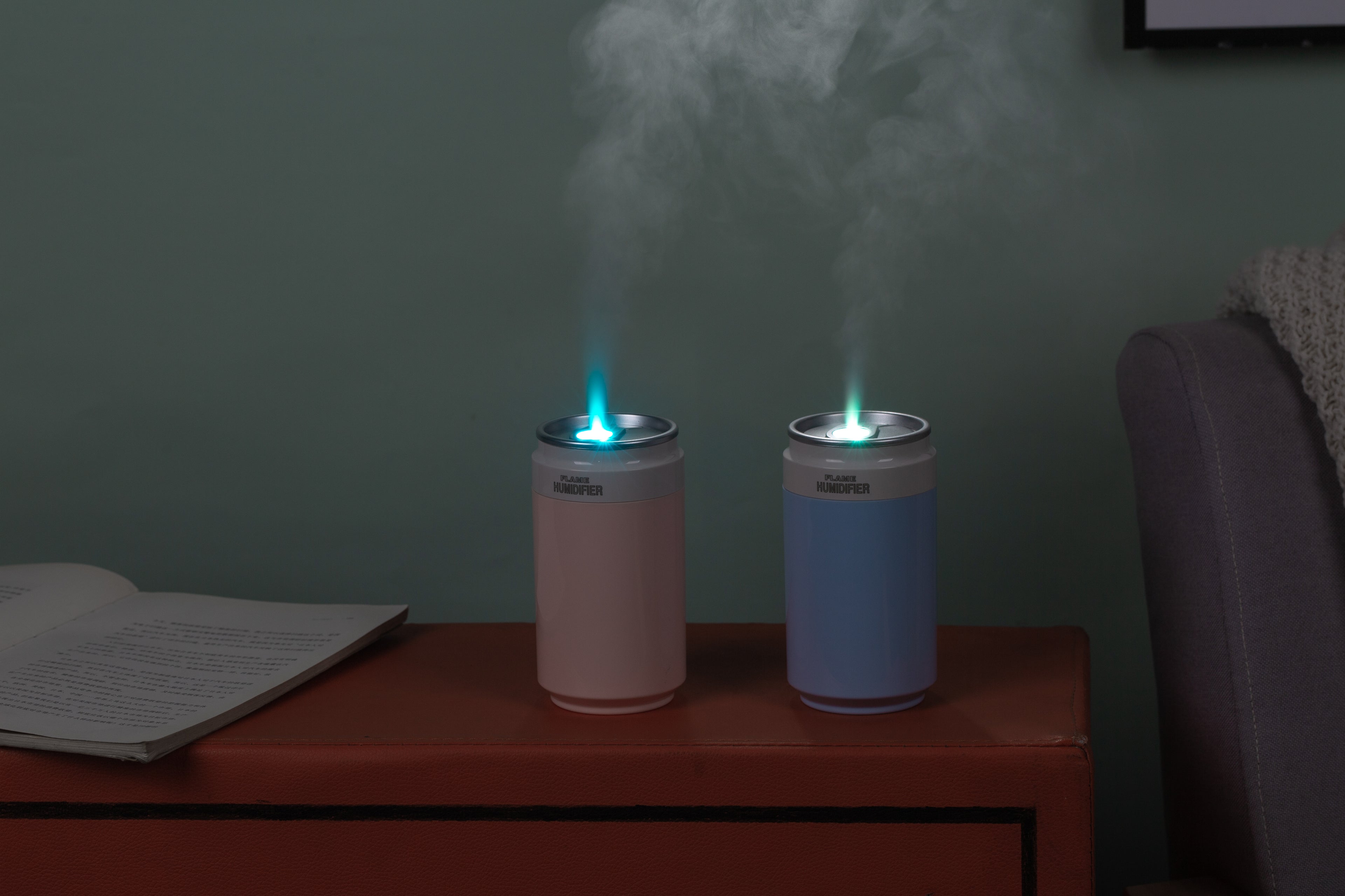 PP Flame Can-Style Humidifier (Battery-Powered Version) - Portable Wireless Ultrasonic Humidifier