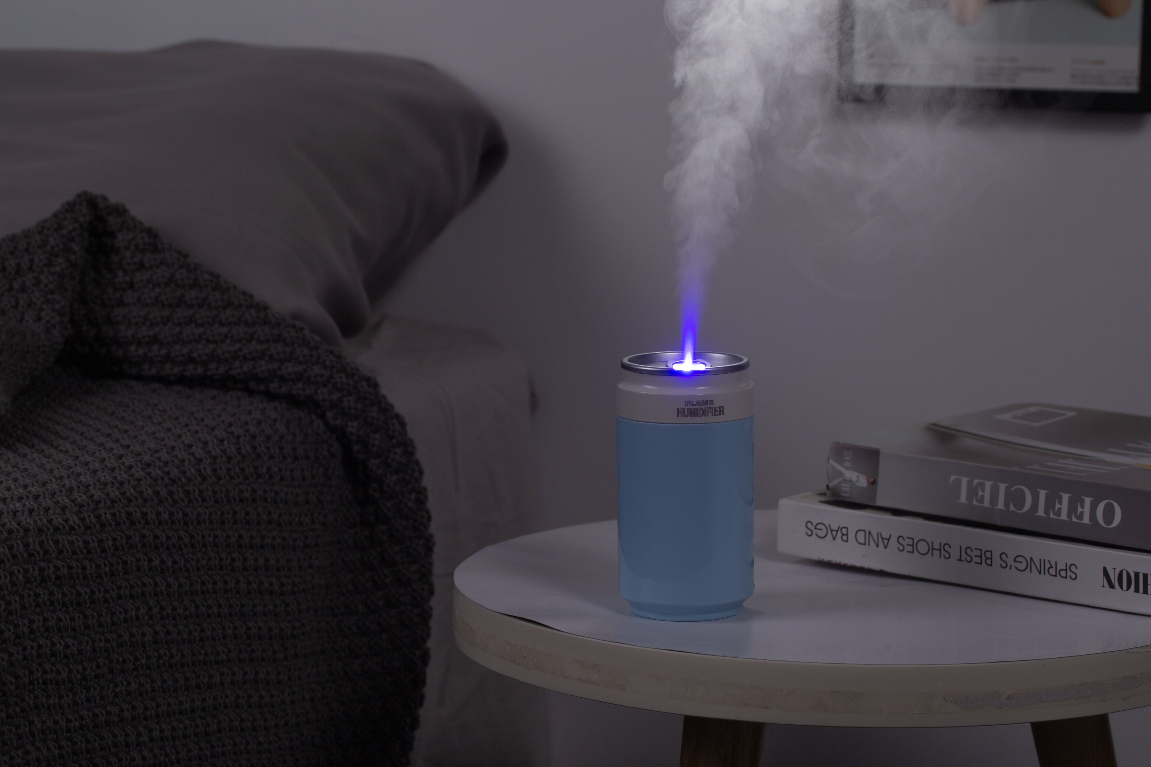 Portable Wireless Ultrasonic Humidifier PP Flame Can-Style Humidifier (Battery-Powered Version)