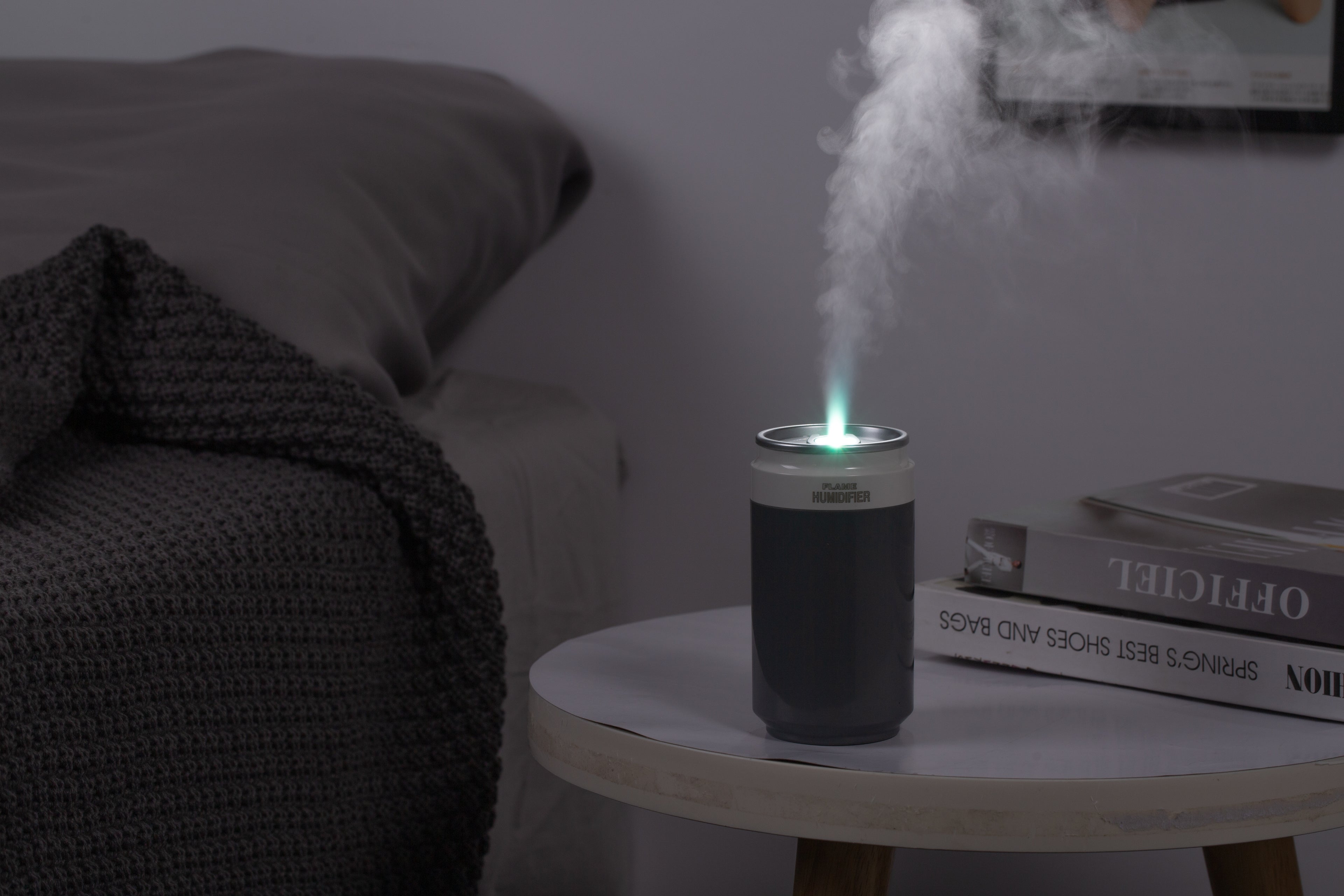 Portable Wireless Ultrasonic Humidifier PP Flame Can-Style Humidifier (Battery-Powered Version)