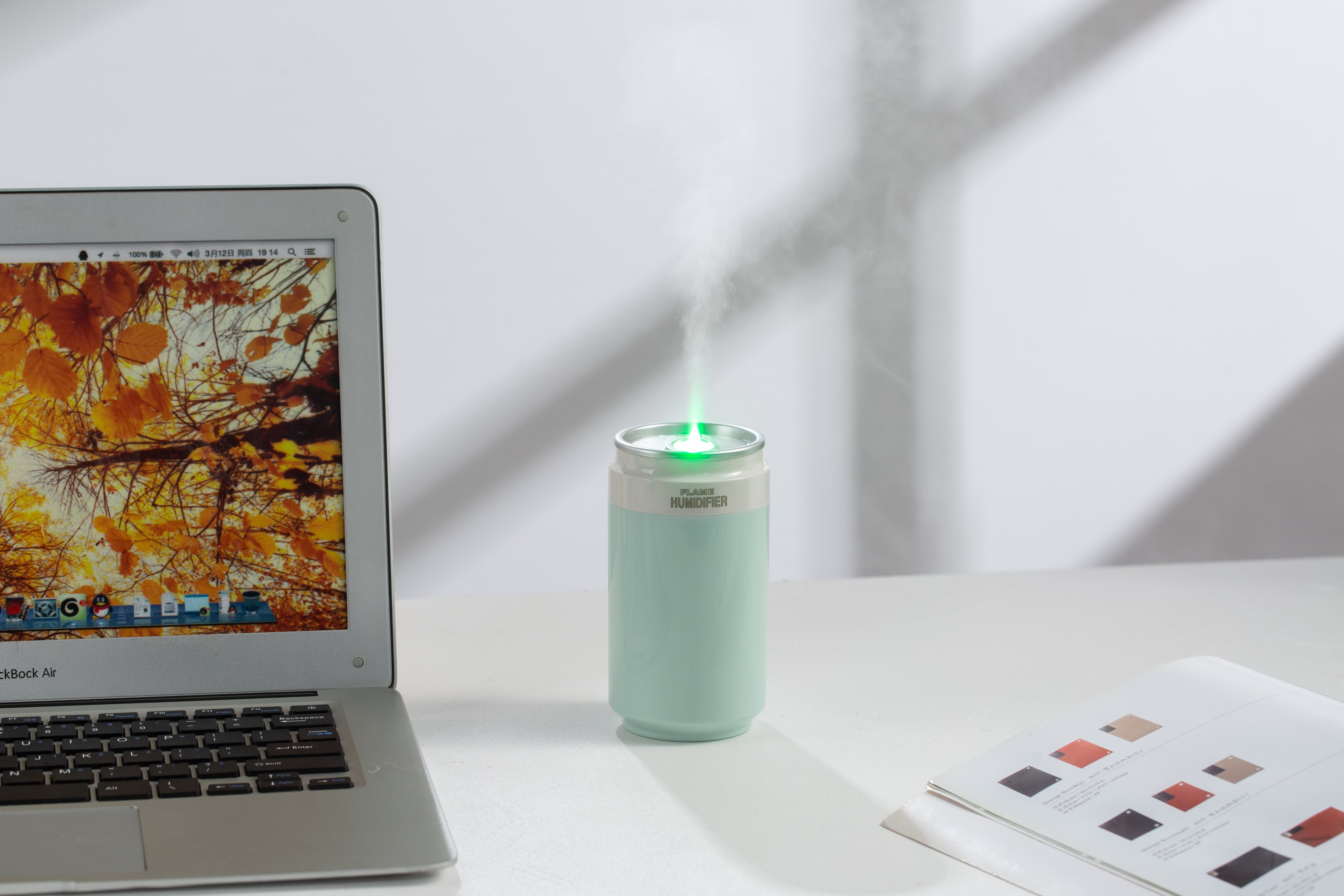 Portable Wireless Ultrasonic Humidifier PP Flame Can-Style Humidifier (Battery-Powered Version)