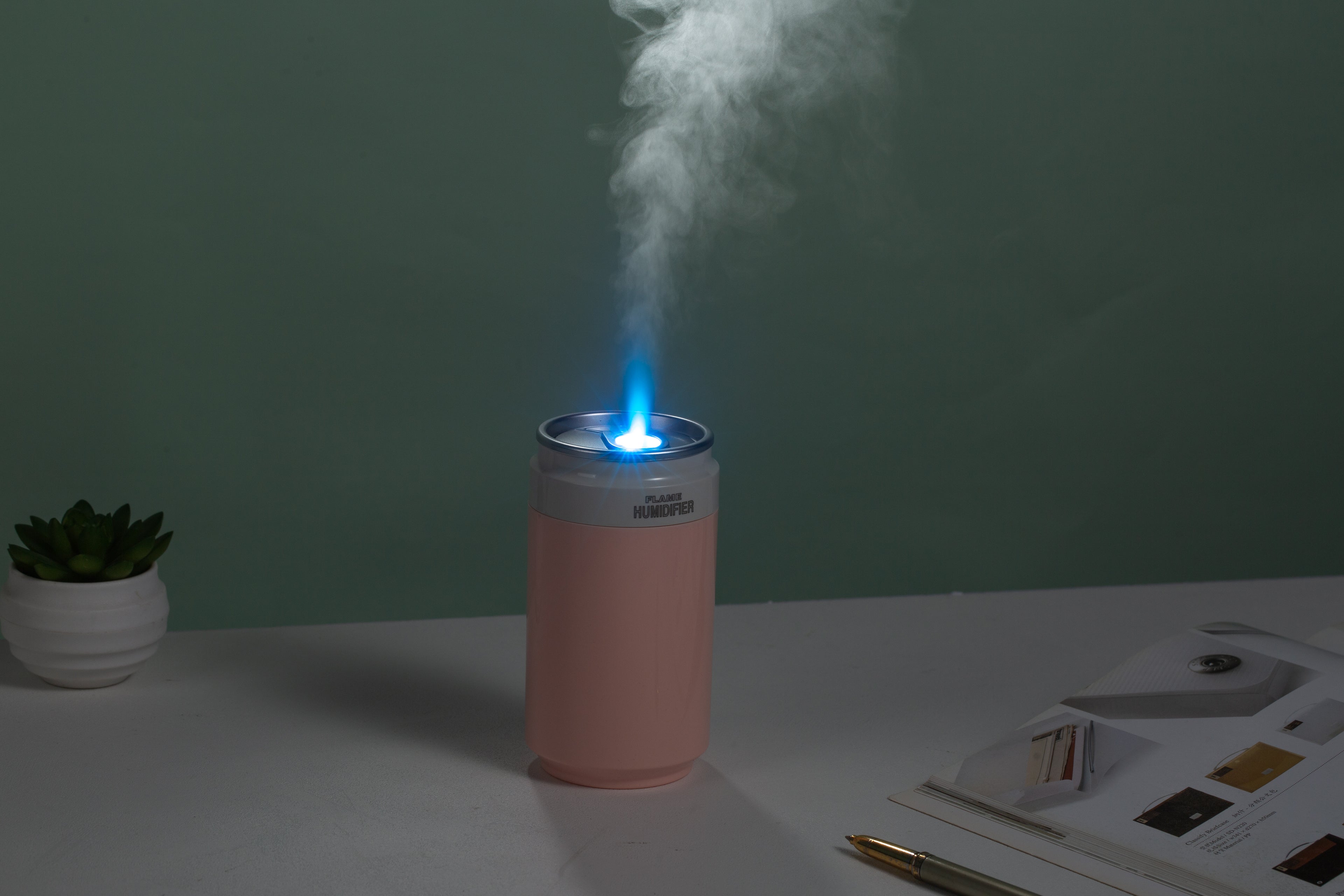 PP Flame Can-Style Humidifier (Battery-Powered Version) - Portable Wireless Ultrasonic Humidifier