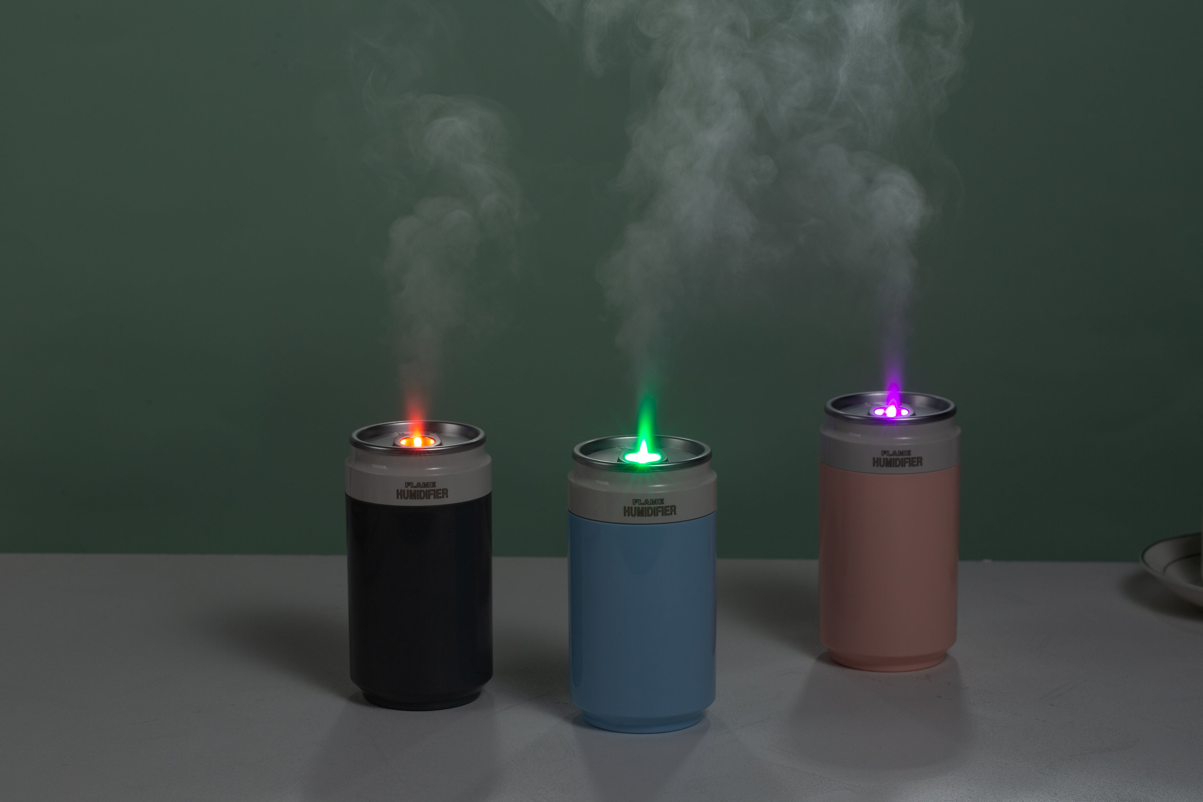 Portable Wireless Ultrasonic Humidifier PP Flame Can-Style Humidifier (Battery-Powered Version)