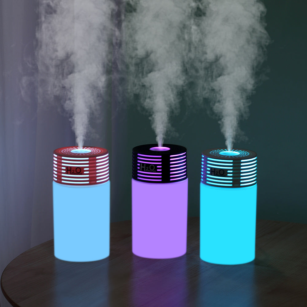 Light and Shadow Cup Humidifier Portable USB Cool Mist Humidifier with LED Ambient Light 2 in 1 Light