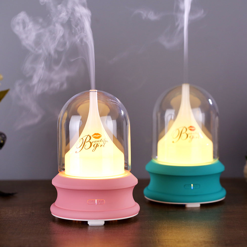 Ultrasonic Diffuser with Warm Ambient Light & Auto Shut-Off Safety Flowing Light Bottle Aromatherapy Humidifier (Common Design)