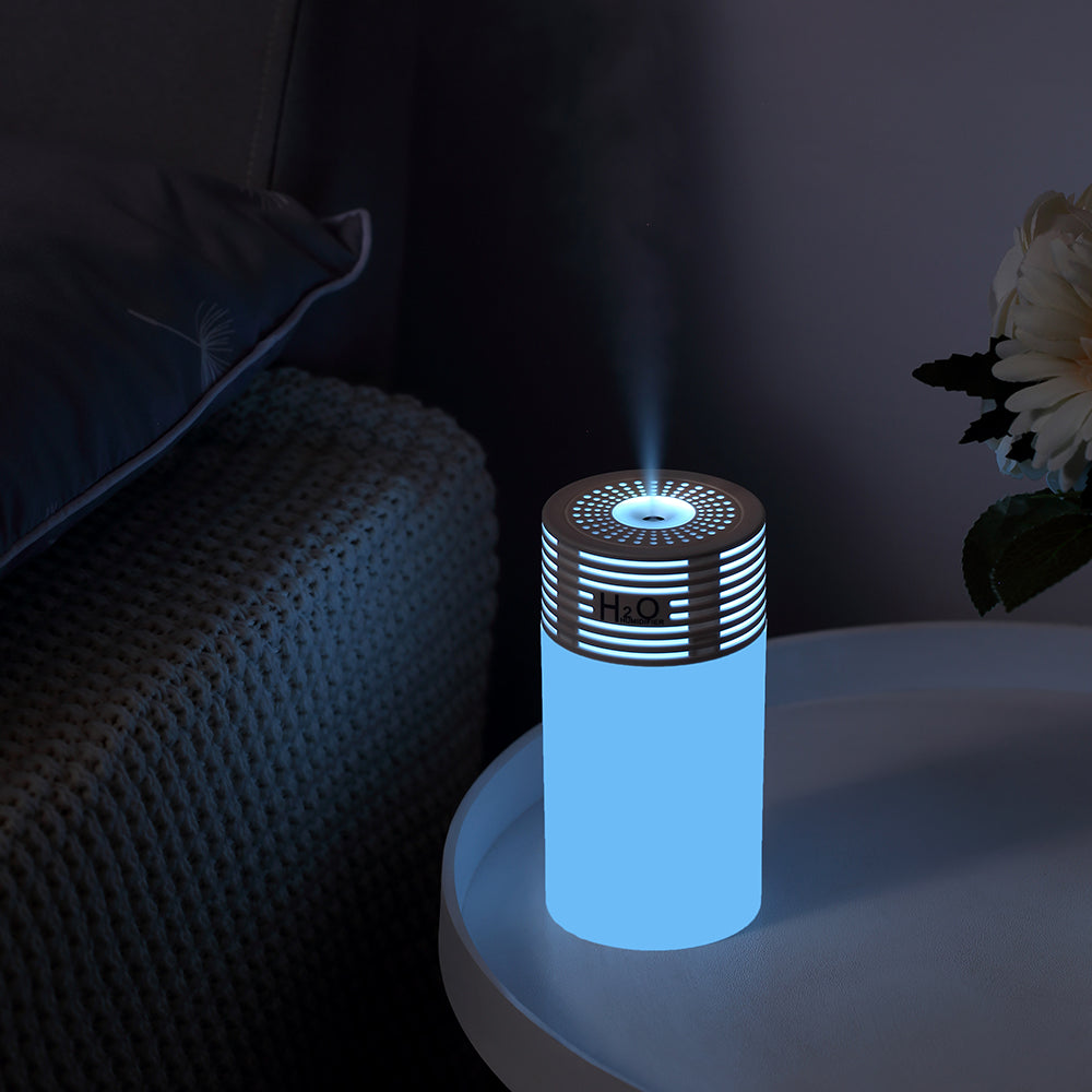 Light and Shadow Cup Humidifier Portable USB Cool Mist Humidifier with LED Ambient Light 2 in 1 Light