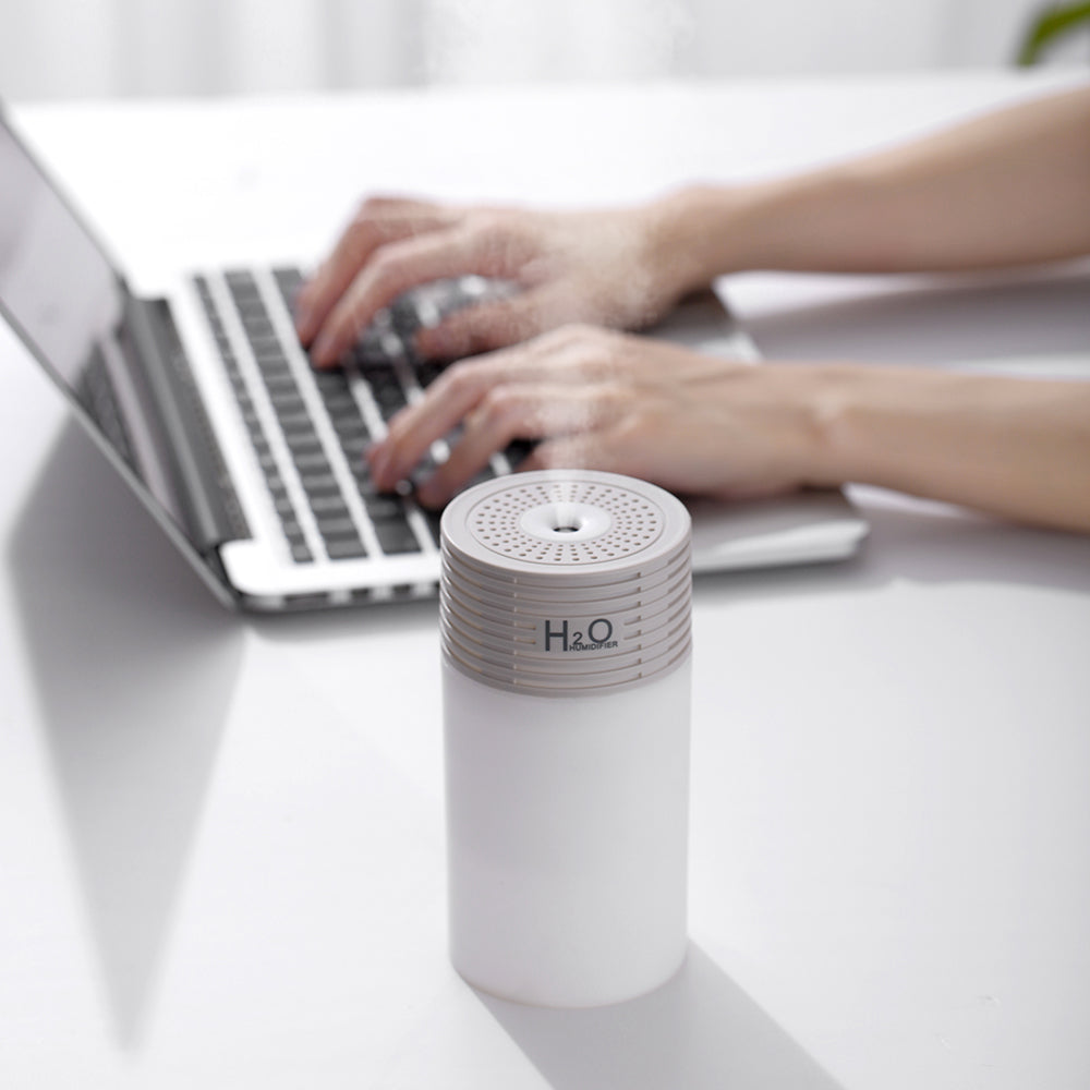Light and Shadow Cup Humidifier Portable USB Cool Mist Humidifier with LED Ambient Light 2 in 1 Light