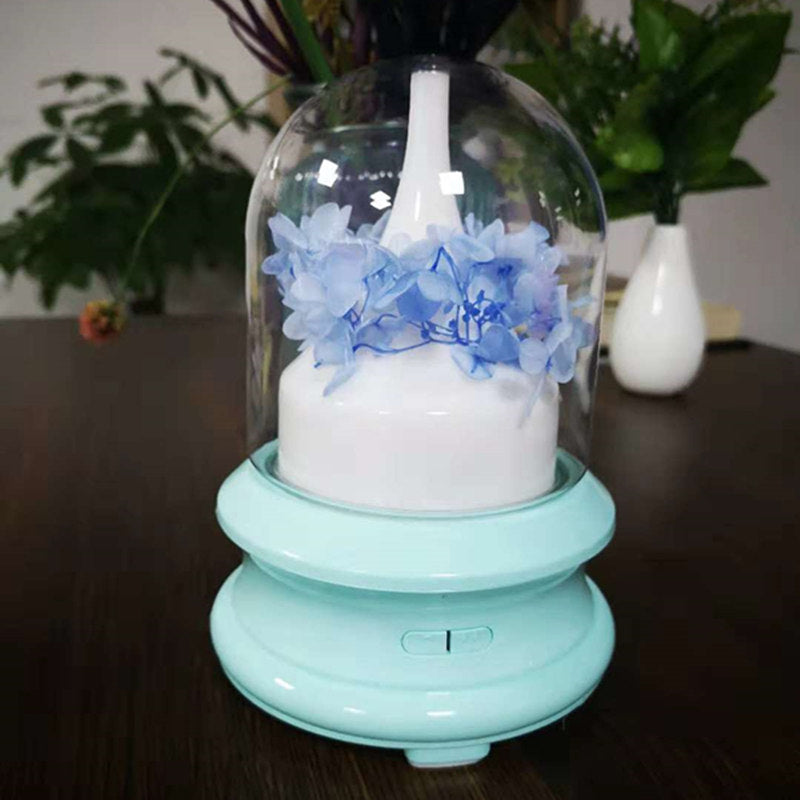 Flowing Light Bottle Aromatherapy Humidifier - Eternal Hydrangea Flower Style Ultrasonic Diffuser with Ambient Light