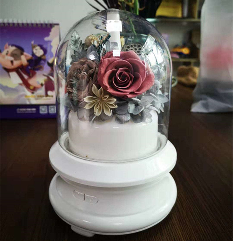 Flowing Light Bottle Aromatherapy Humidifier - Eternal Hydrangea Flower Style Ultrasonic Diffuser with Ambient Light