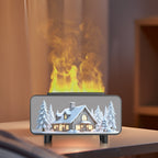 RGB Color Changing Flame Effect Humidifier & Essential Oil Diffuser with Picture-Style Fireplace Aromatherapy Machine