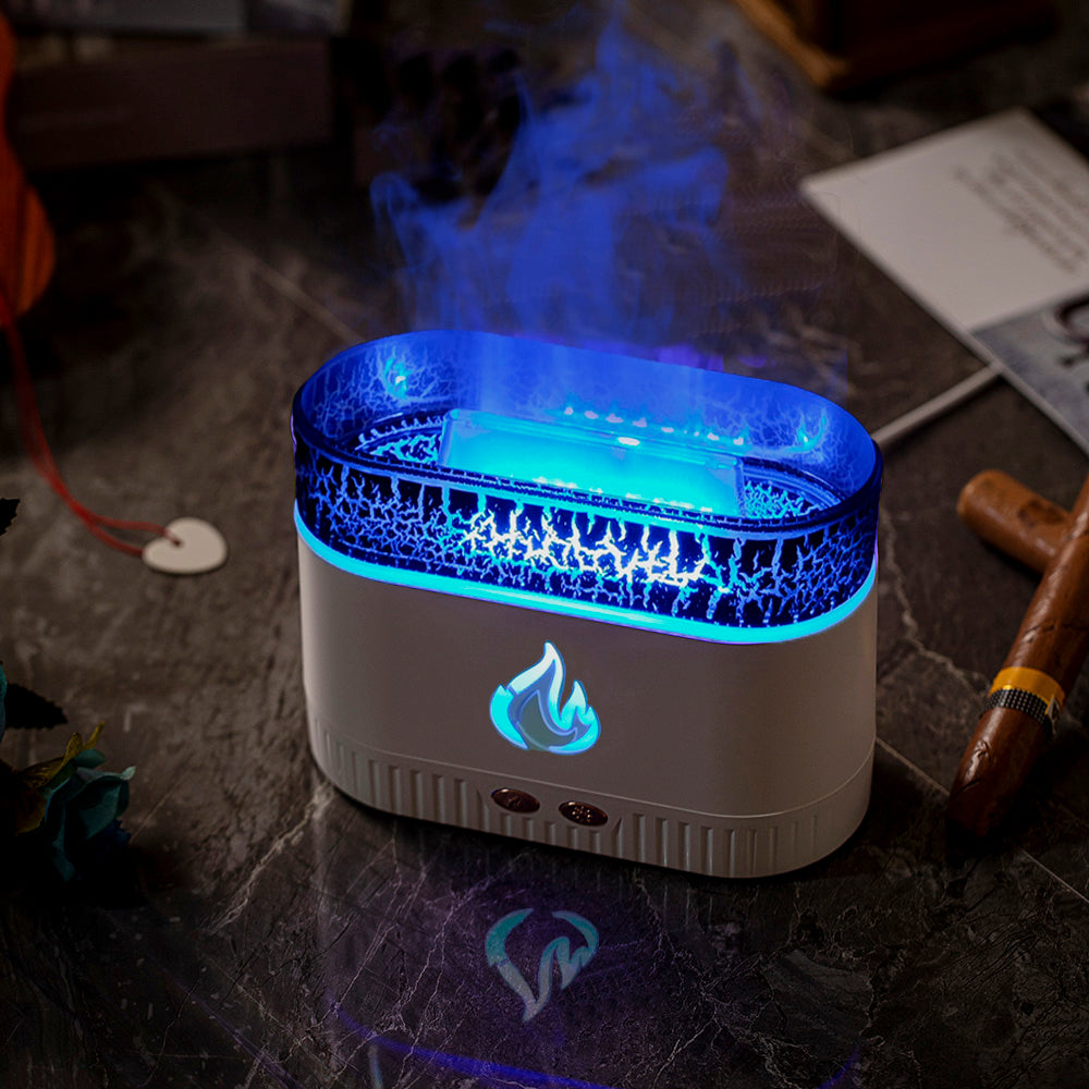 Salt Stone Lava Aroma Diffuser - 4-Color Flame Effect Ultrasonic Humidifier with Himalayan Salt-Inspired Design