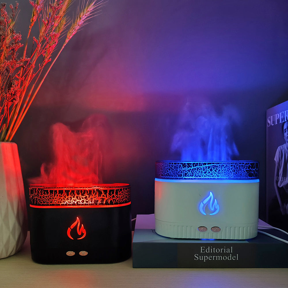 4-Color Flame Effect Ultrasonic Humidifier with Himalayan Salt-Inspired Design Salt Stone Lava Aroma Diffuser
