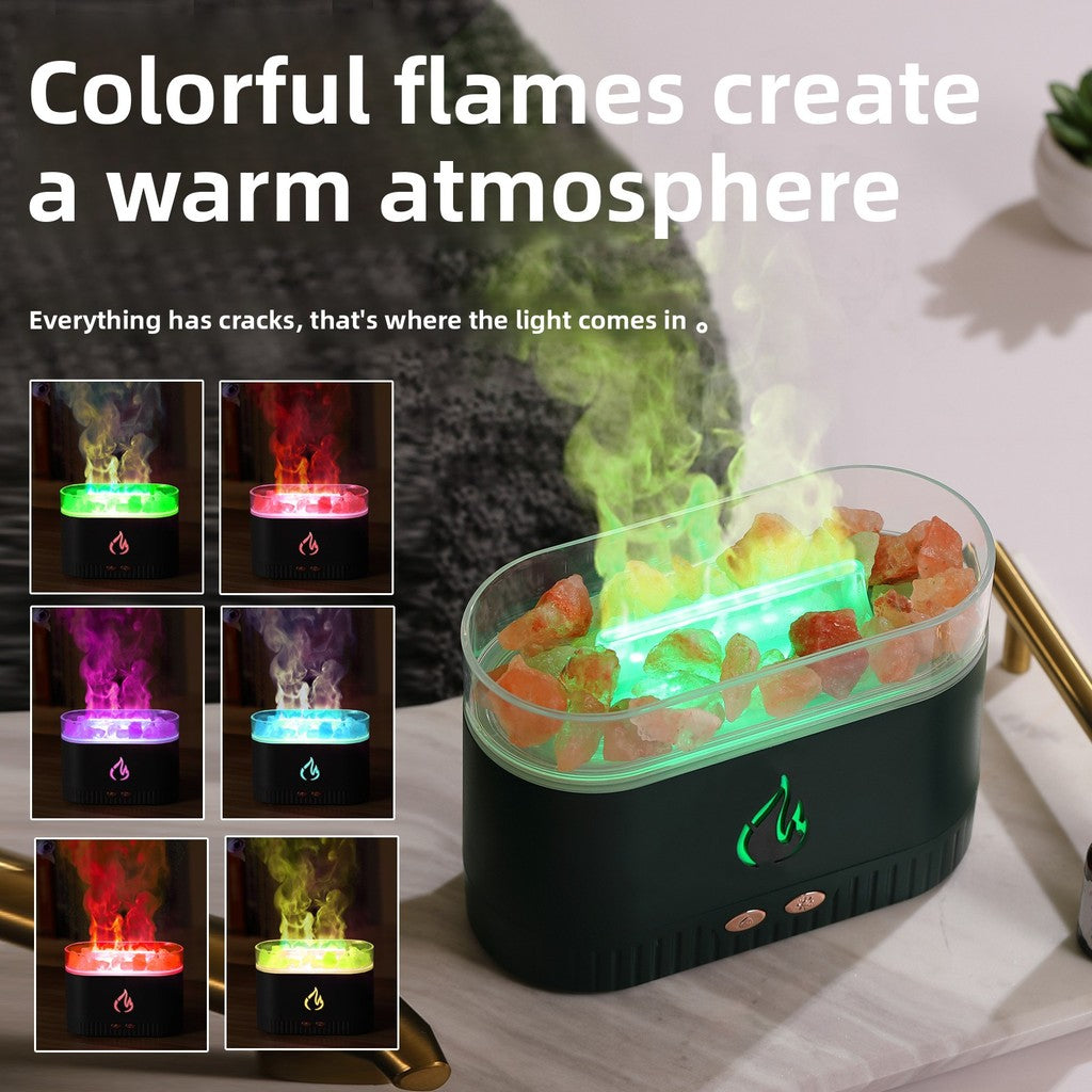 7-Color Flame Effect Ultrasonic Humidifier with Realistic Crystal Top Crystal Rock Aroma Diffuser
