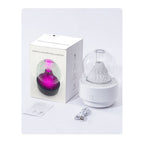 Volcano-Style Ultrasonic Humidifier with Transparent Glass Dome & RGB LED Light Lava Mountain Aromatherapy Machine (With Cover Version)