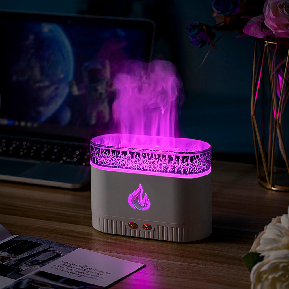 4-Color Flame Effect Ultrasonic Humidifier with Himalayan Salt-Inspired Design Salt Stone Lava Aroma Diffuser