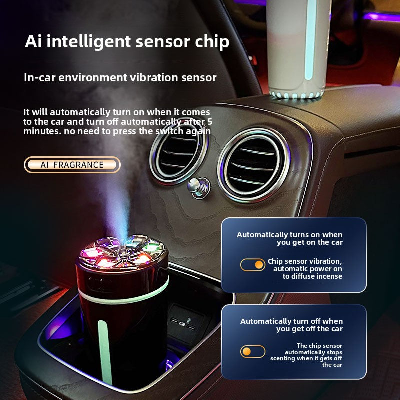 Quick Shadow Smart Car Humidifier (Rechargeable Battery Version) - AI Auto Start/Stop Portable Aromatherapy Diffuser