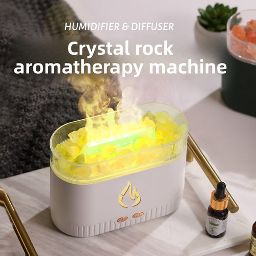 7-Color Flame Effect Ultrasonic Humidifier with Realistic Crystal Top Crystal Rock Aroma Diffuser