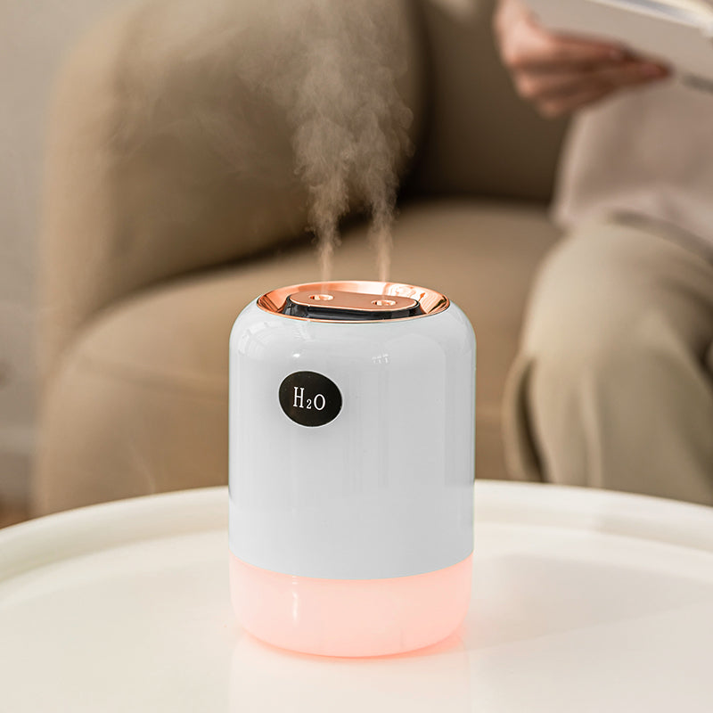 USB-Powered Ultrasonic Humidifier for Bedroom & Office Dual Nozzle Double Spray Humidifier with Digital Display & RGB Ambient Light