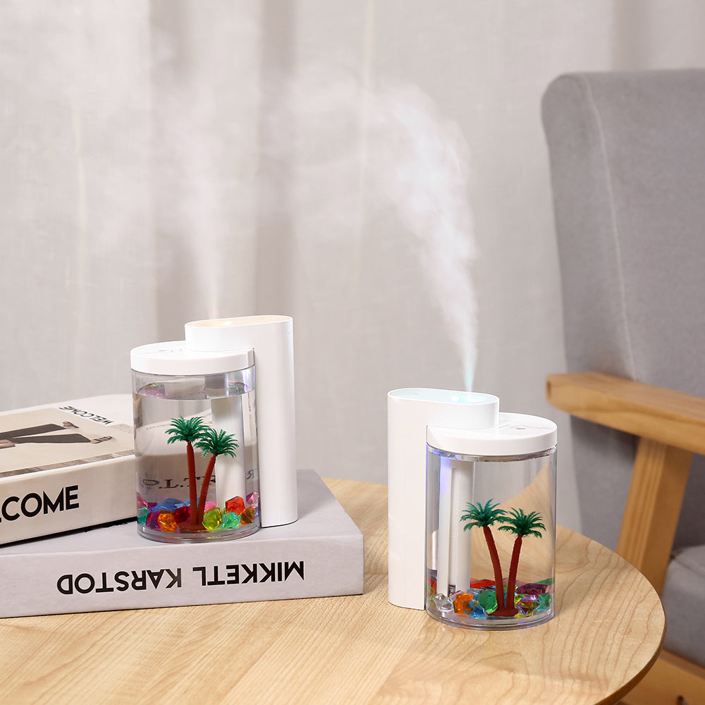 3-in-1 Ultrasonic Humidifier with Colorful LED Night Light with Water-Love Micro-Landscape Humidifier