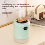 USB-Powered Ultrasonic Humidifier for Bedroom & Office Dual Nozzle Double Spray Humidifier with Digital Display & RGB Ambient Light