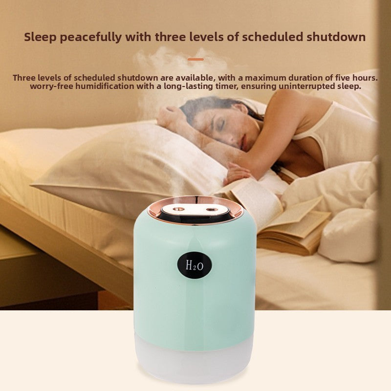 USB-Powered Ultrasonic Humidifier for Bedroom & Office Dual Nozzle Double Spray Humidifier with Digital Display & RGB Ambient Light