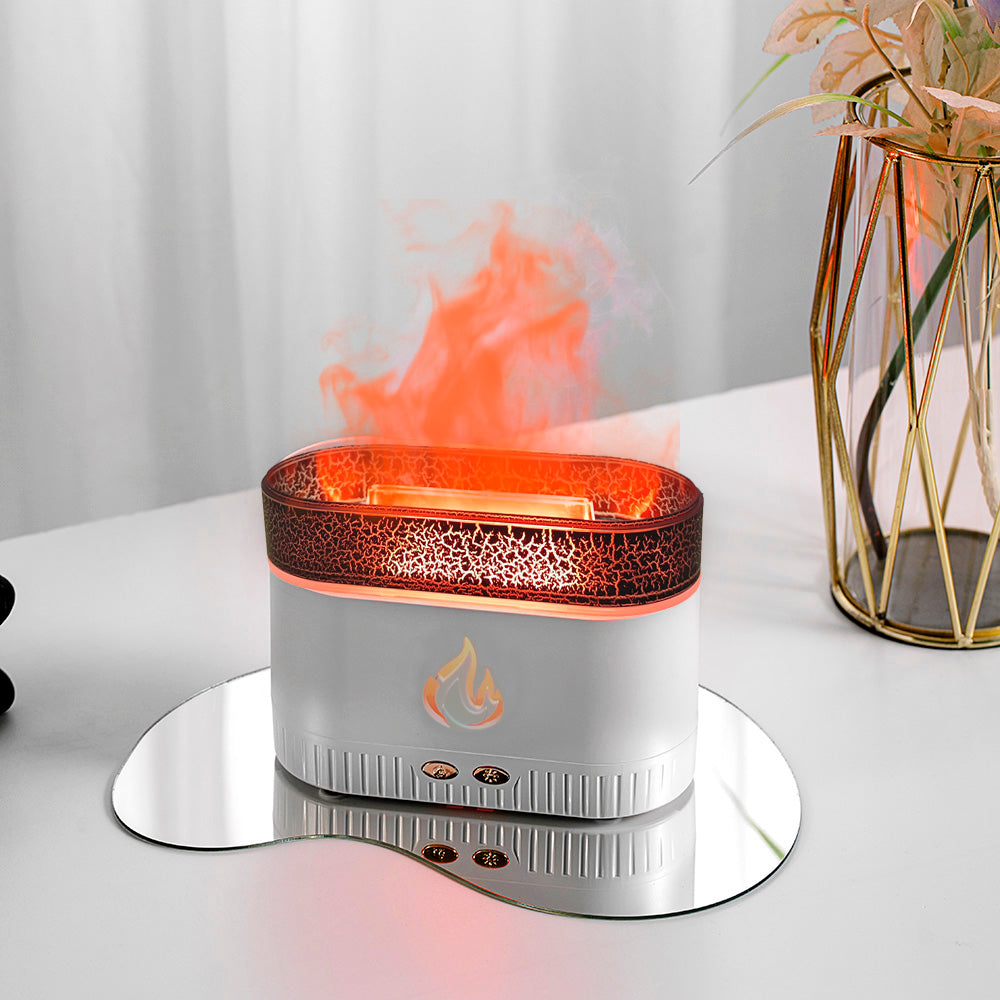 4-Color Flame Effect Ultrasonic Humidifier with Himalayan Salt-Inspired Design Salt Stone Lava Aroma Diffuser