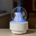 Volcano-Style Ultrasonic Humidifier with Transparent Glass Dome & RGB LED Light Lava Mountain Aromatherapy Machine (With Cover Version)