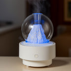 Volcano-Style Ultrasonic Humidifier with Transparent Glass Dome & RGB LED Light Lava Mountain Aromatherapy Machine (With Cover Version)